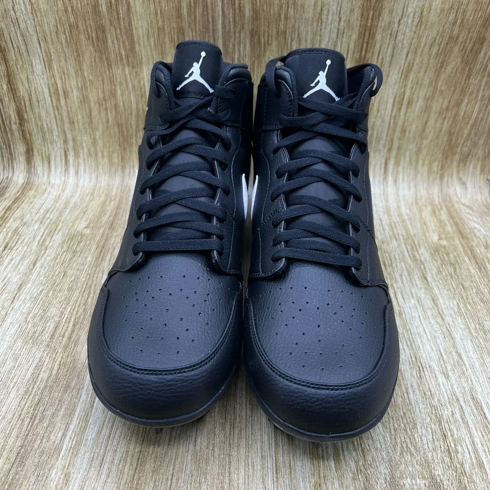 Nike Air Jordan 1 Mid TD Cleats Mens Size 15 Black White Football FJ6805-001 NEW